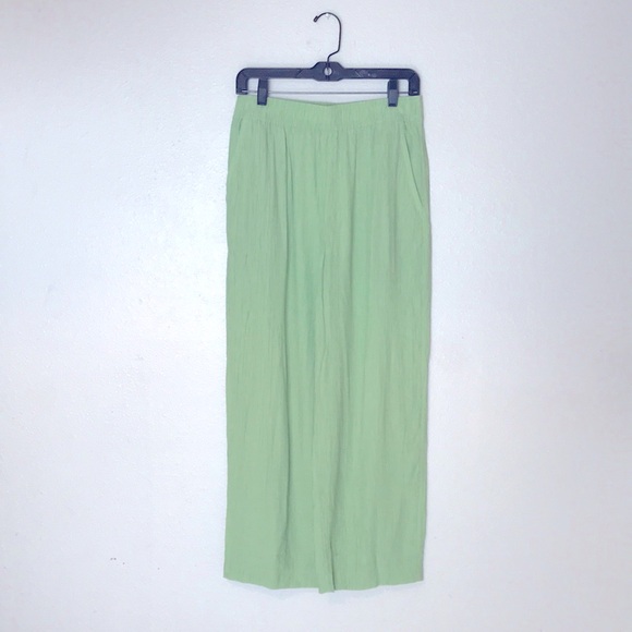 Madewell Crinkled Crepe Straight-Leg Crop Pants in Seedling (Pistachio Green - S - Picture 1 of 8